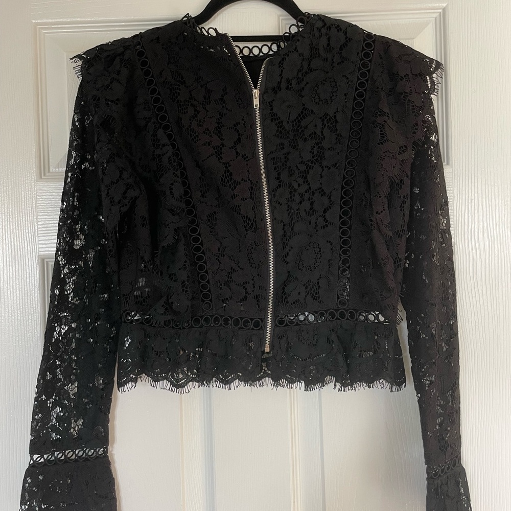 Storia Black Lace Zipper Up Jacket